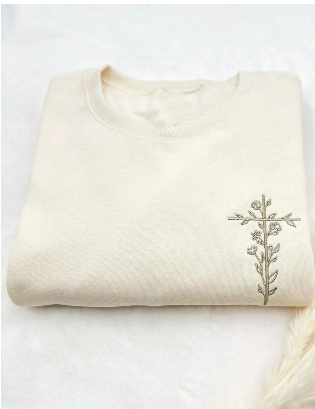 Embroidered Floral Cross Sweatshirt